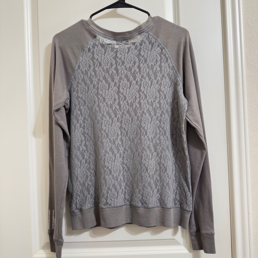 Rare PINK Victoria's Secret Atlanta Braves Lace Back Sweatshirt Grey XS ADSL - Picture 6 of 11